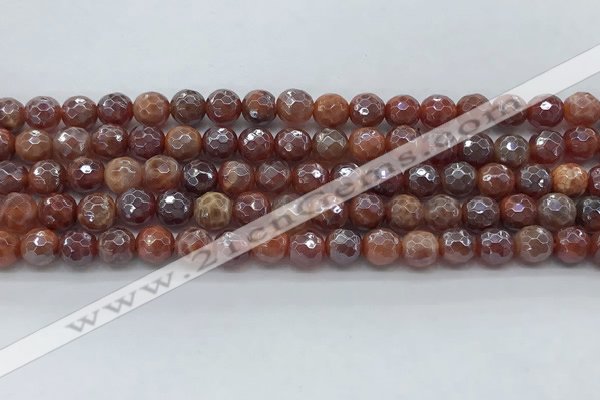 CAA3509 15.5 inches 6mm faceted round AB-color fire agate beads