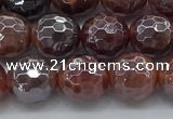 CAA3510 15.5 inches 8mm faceted round AB-color fire agate beads