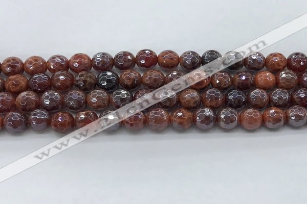 CAA3510 15.5 inches 8mm faceted round AB-color fire agate beads