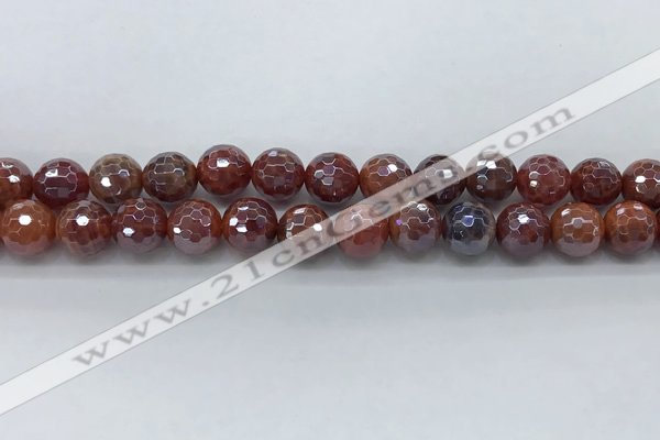 CAA3511 15.5 inches 10mm faceted round AB-color fire agate beads