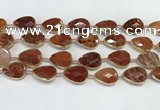 CAA3528 7.5 inches 13*18mm faceted flat teardrop fire agate beads