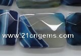 CAA353 15.5 inches 22*30mm faceted rectangle blue line agate beads