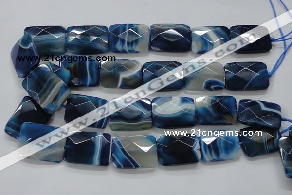 CAA353 15.5 inches 22*30mm faceted rectangle blue line agate beads