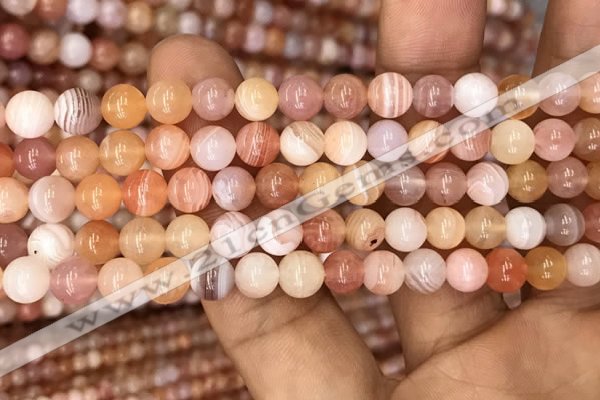 CAA3532 15.5 inches 6mm round pink botswana agate beads