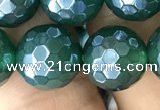 CAA3546 15.5 inches 12mm faceted round AB-color green agate beads