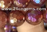 CAA3552 15.5 inches 12mm faceted round AB-color red agate beads