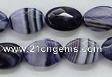 CAA357 15.5 inches 13*18mm faceted oval violet line agate beads