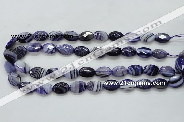 CAA357 15.5 inches 13*18mm faceted oval violet line agate beads