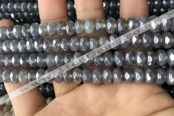 CAA3571 15.5 inches 5*8mm faceted rondelle AB-color grey agate beads