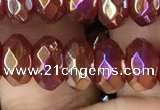 CAA3572 15.5 inches 5*8mm faceted rondelle AB-color red agate beads