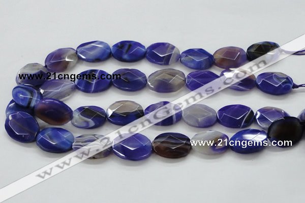 CAA358 15.5 inches 18*25mm faceted oval violet line agate beads