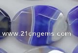 CAA359 15.5 inches 30*40mm faceted oval violet line agate beads