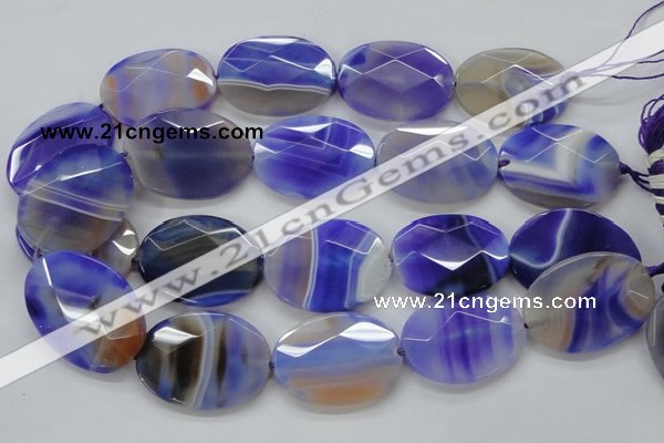 CAA359 15.5 inches 30*40mm faceted oval violet line agate beads