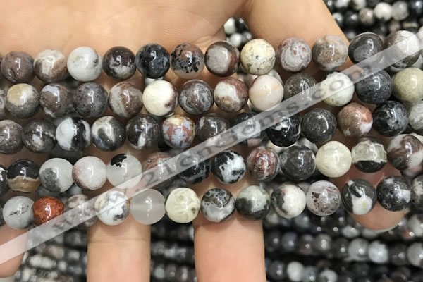 CAA3593 15.5 inches 8mm round black zebra agate beads wholesale