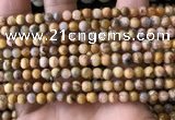 CAA3601 15.5 inches 4mm round yellow crazy lace agate beads