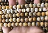 CAA3603 15.5 inches 8mm round yellow crazy lace agate beads