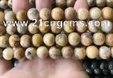 CAA3605 15.5 inches 12mm round yellow crazy lace agate beads