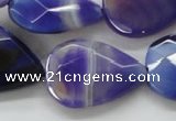 CAA361 15.5 inches 22*30mm faceted teardrop violet line agate beads