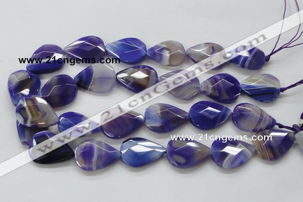 CAA361 15.5 inches 22*30mm faceted teardrop violet line agate beads