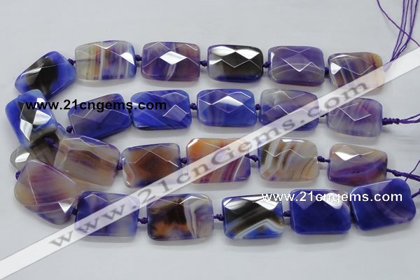 CAA362 15.5 inches 25*30mm faceted rectangle violet line agate beads