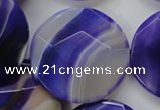 CAA364 15.5 inches 34mm faceted coin violet line agate beads