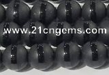 CAA3650 15.5 inches 6mm round matte & carved black agate beads