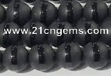 CAA3650 15.5 inches 6mm round matte & carved black agate beads