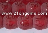 CAA3687 15.5 inches 8mm round matte & carved red agate beads