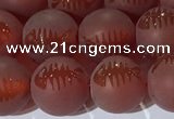 CAA3688 15.5 inches 10mm round matte & carved red agate beads