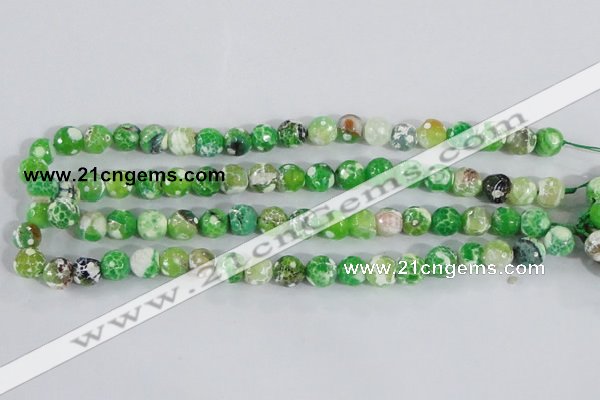 CAA371 15.5 inches 10mm faceted round fire crackle agate beads