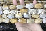 CAA3712 15*22mm - 16*25mm faceted nuggets chrysanthemum agate beads