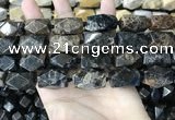 CAA3714 15*22mm - 16*25mm faceted nuggets chrysanthemum agate beads