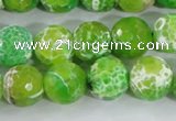 CAA372 15.5 inches 12mm faceted round fire crackle agate beads