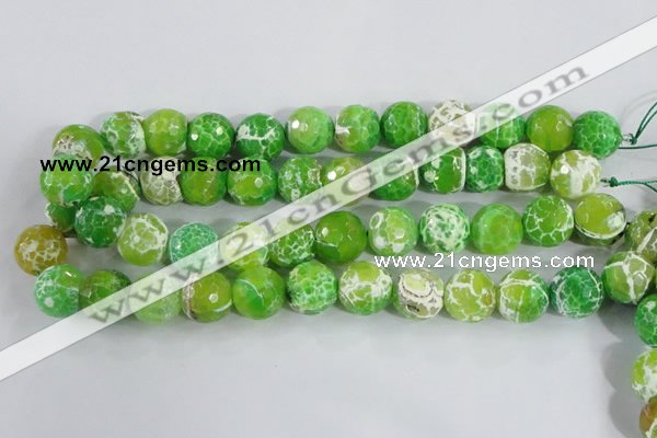 CAA372 15.5 inches 12mm faceted round fire crackle agate beads