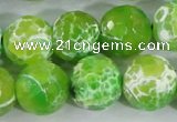 CAA374 15.5 inches 16mm faceted round fire crackle agate beads