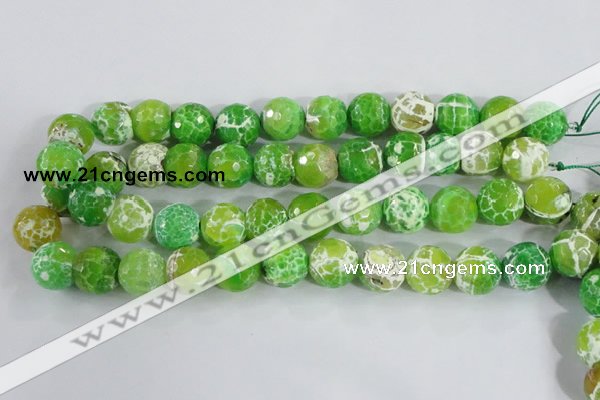 CAA374 15.5 inches 16mm faceted round fire crackle agate beads