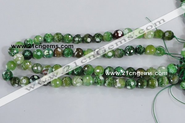 CAA375 15.5 inches 8mm faceted round fire crackle agate beads