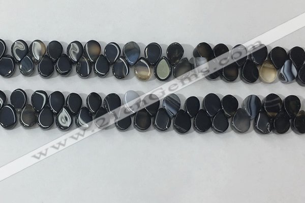 CAA3754 Top drilled 5*8mm flat teardrop line agate beads