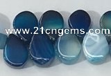 CAA3755 Top drilled 5*8mm flat teardrop line agate beads