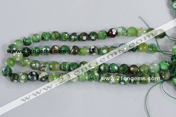 CAA376 15.5 inches 10mm faceted round fire crackle agate beads