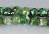 CAA377 15.5 inches 12mm faceted round fire crackle agate beads