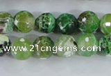 CAA378 15.5 inches 14mm faceted round fire crackle agate beads