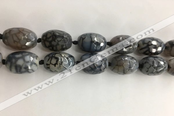 CAA3799 15*25mm - 18*28mm faceted rice dragon veins agate beads