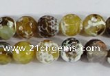 CAA380 15.5 inches 10mm faceted round fire crackle agate beads