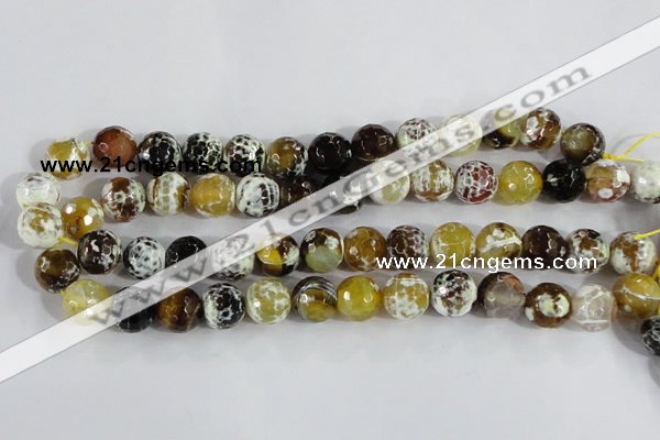 CAA380 15.5 inches 10mm faceted round fire crackle agate beads