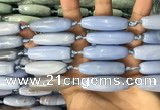 CAA3814 15.5 inches 12*40mm rice blue agate beads wholesale