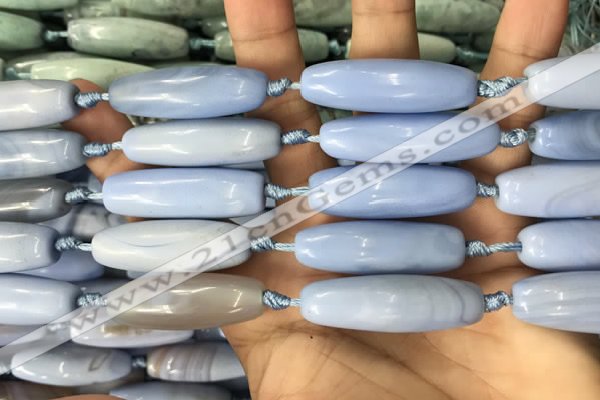 CAA3814 15.5 inches 12*40mm rice blue agate beads wholesale