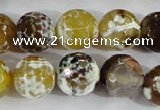 CAA382 15.5 inches 14mm faceted round fire crackle agate beads