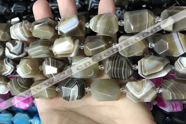 CAA3823 13*17mm - 18*22mm faceted nuggets line agate beads