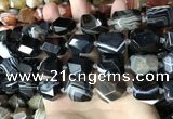 CAA3824 13*17mm - 18*22mm faceted nuggets line agate beads